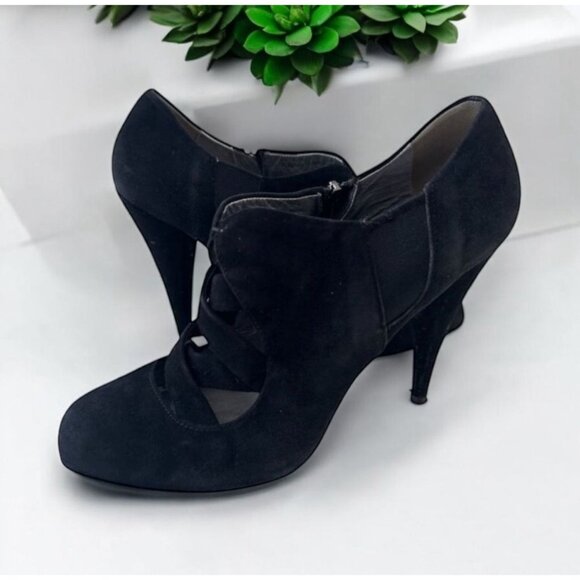 MIU MIU Black Suede Booties Heels Size 39.5/9.5 - Picture 1 of 10